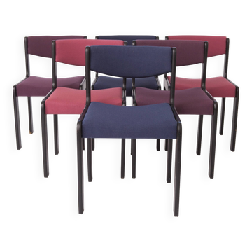 Set of 6 Vintage German Dining Chairs, 1950s–1960s, Black Beechwood