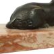 French Art Deco Table Lamp Pink Marble Glass Shepherd Dog