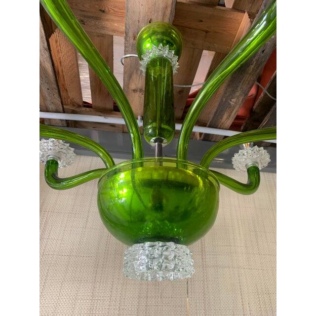 Contemporary Green Murano Glass Chandelier With Trasparent Rostrato Boubeches