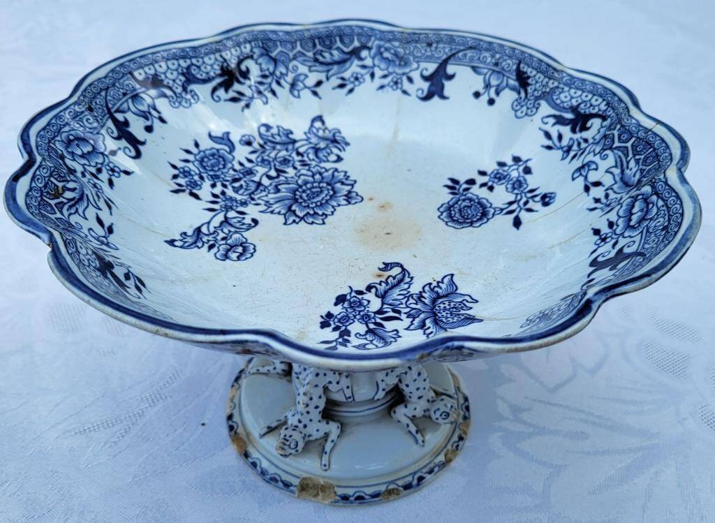 Longwy Chinese compote bowl 19th century salamanders