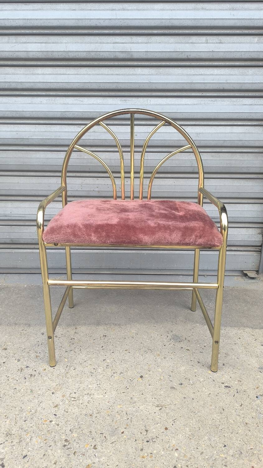 Gold metal dressing table and seat, Italy 1980