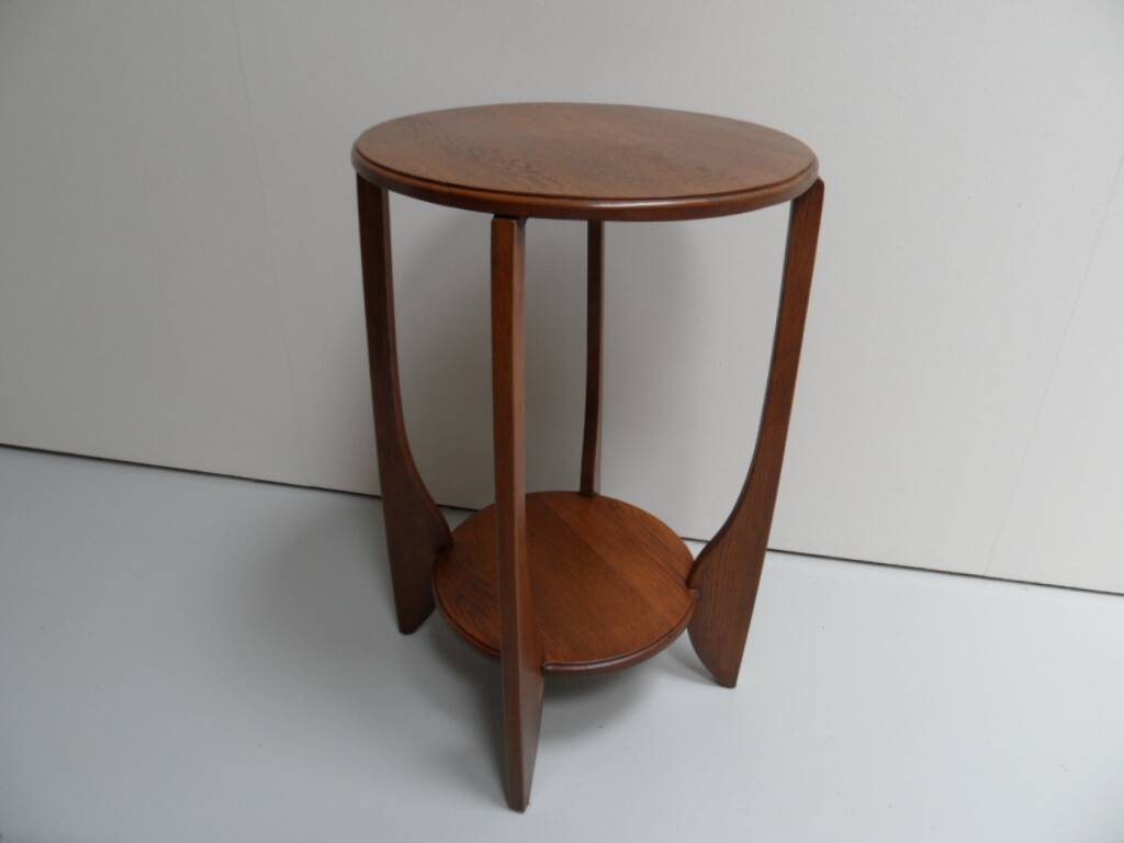 Table d'appoint ronde en chêne Art Déco
