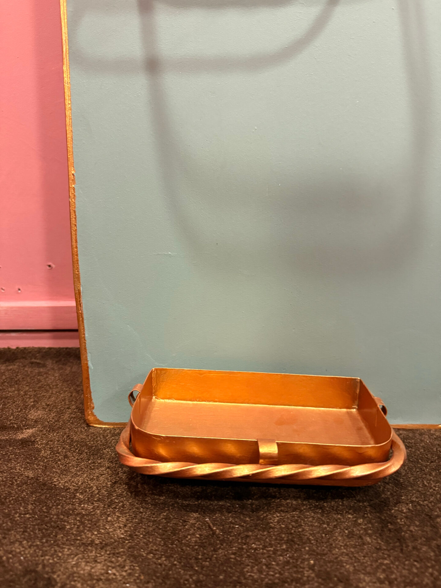 Large vintage entrance wardrobe, wall-mounted coat rack with mirror and p