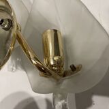 Midcentury Italian Murano Glass Leaf Sconces, Set of 2