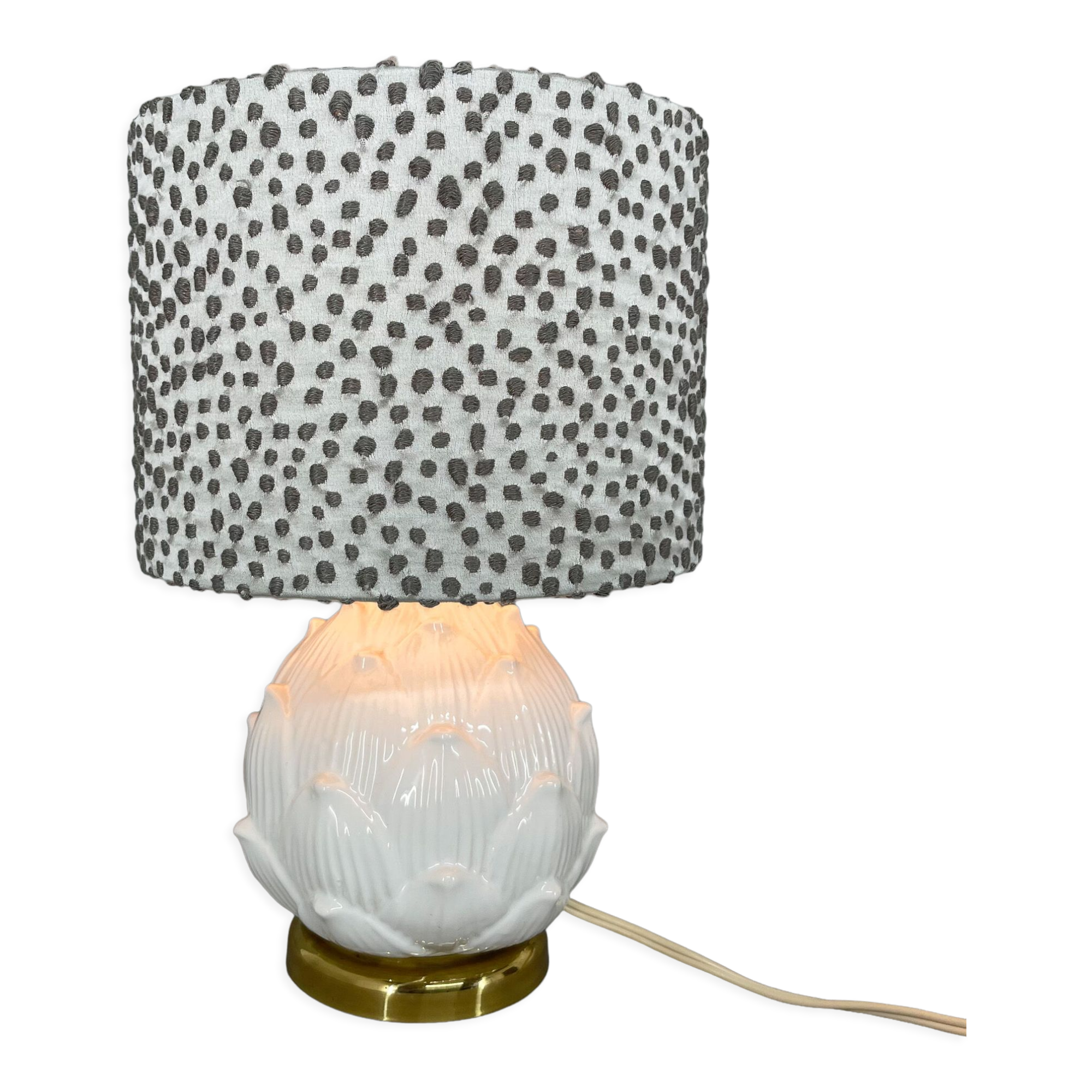 Lampe de table italienne en céramique émaillée d’artichaut du milieu du siècle