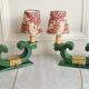 Paire de lampes Art Déco en céramique signées B Lasalle avec quatre abat-jours faits main en France