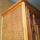 Armoire en rotin, cannage et velours