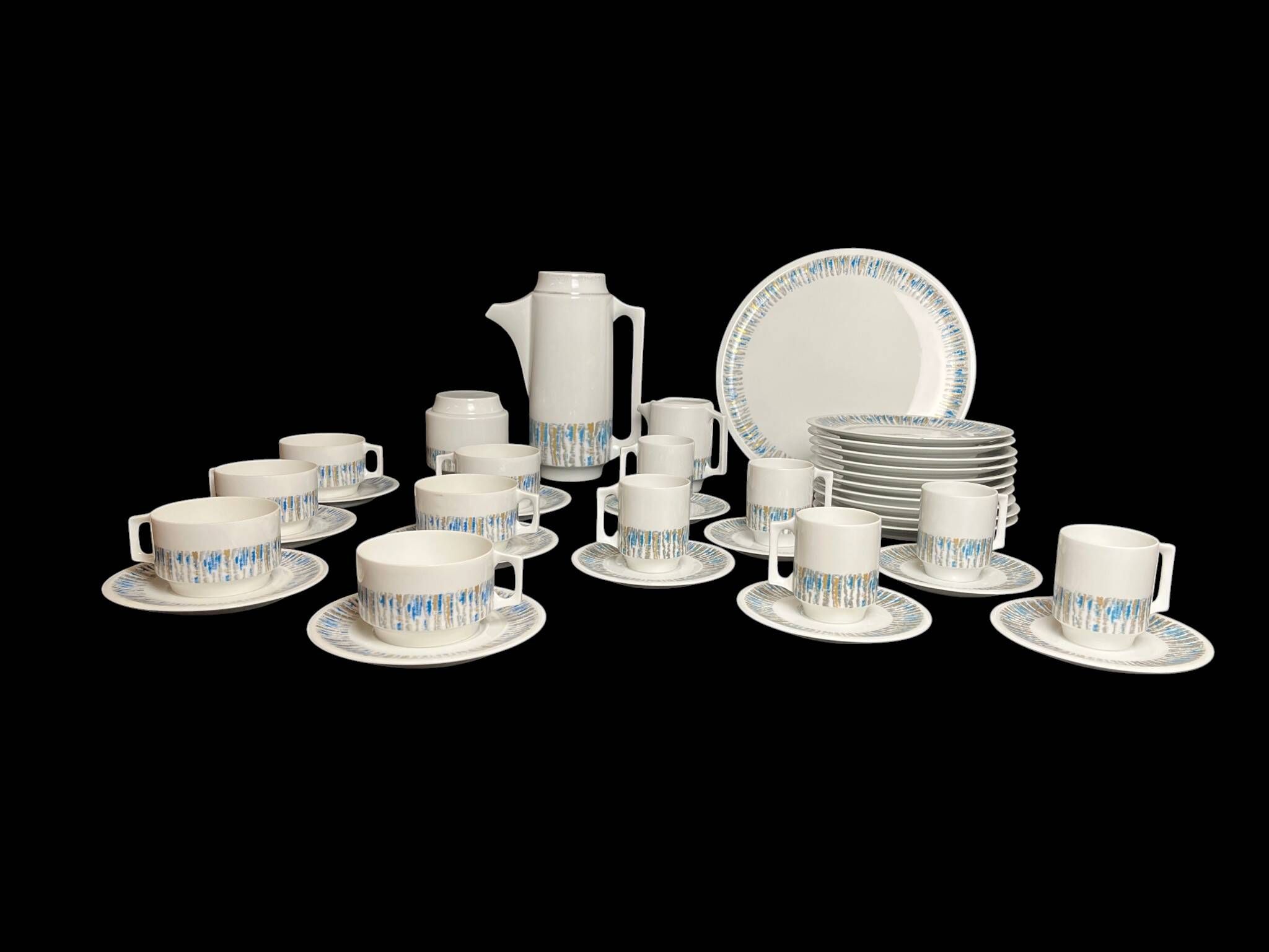 Coffee service tea dessert porcelain Limoges Jammet-Seignolle 20th century