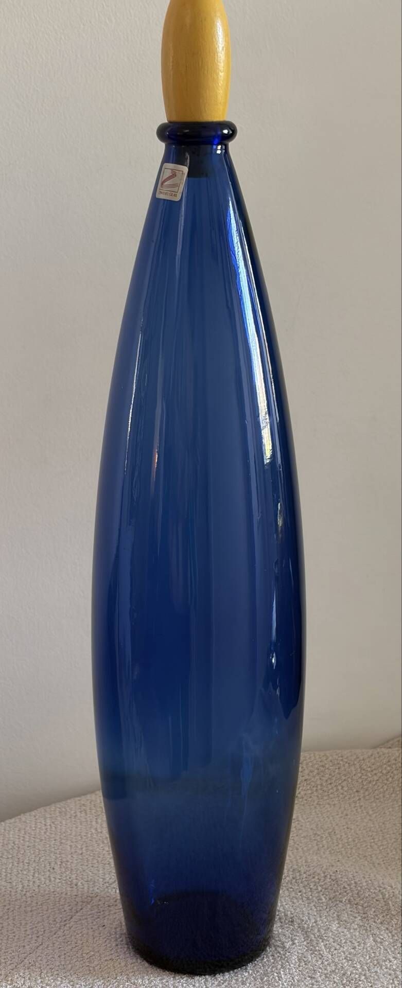 Large Vintage Cobalt Blue Art Glass Carafe by Zwiesel Glas – Mid-Centu