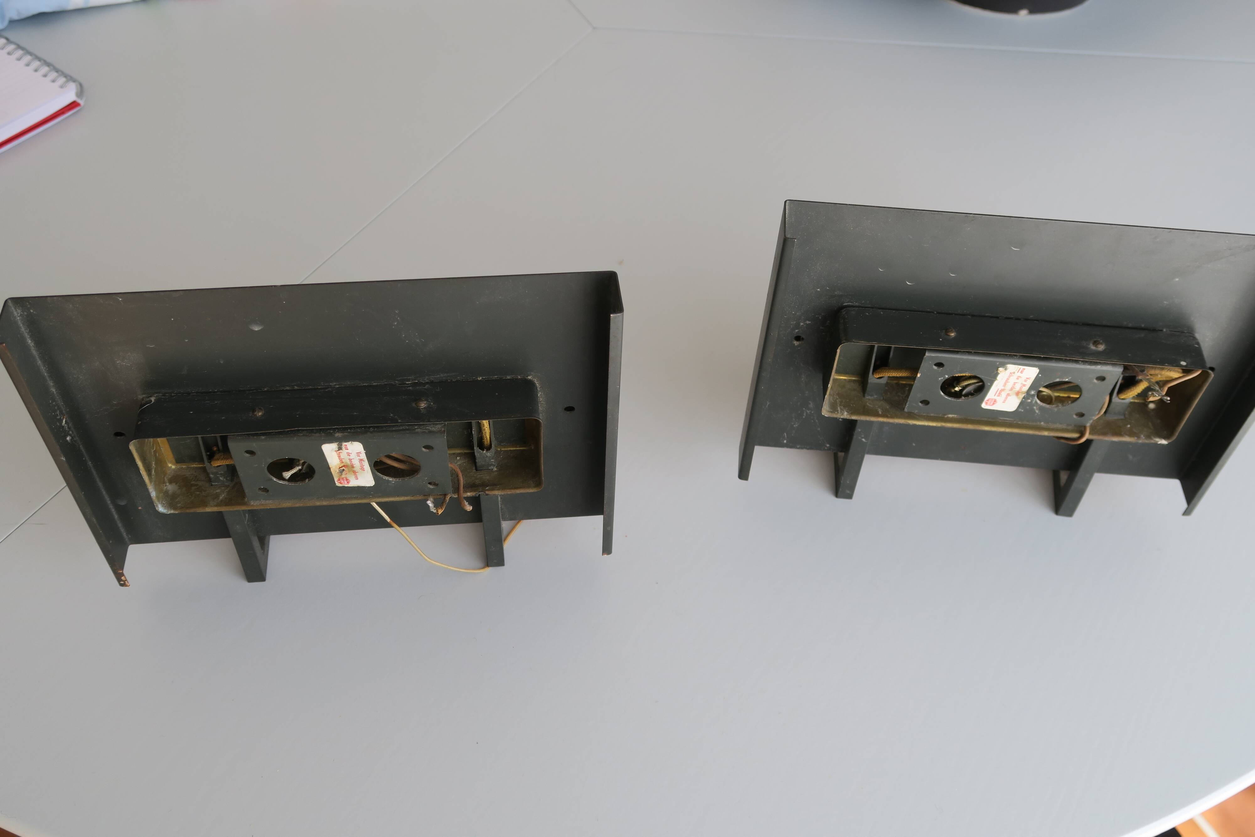 Pair of vintage double wall lights Neuhaus Leuchten 1950 with label.