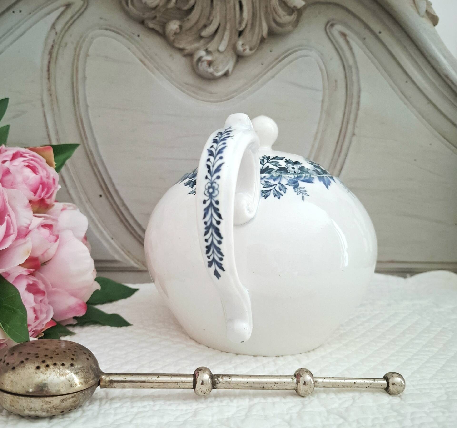 Antique teapot in ironstone pottery