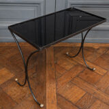 Side table end of sofa 1960 smoked glass gilded base