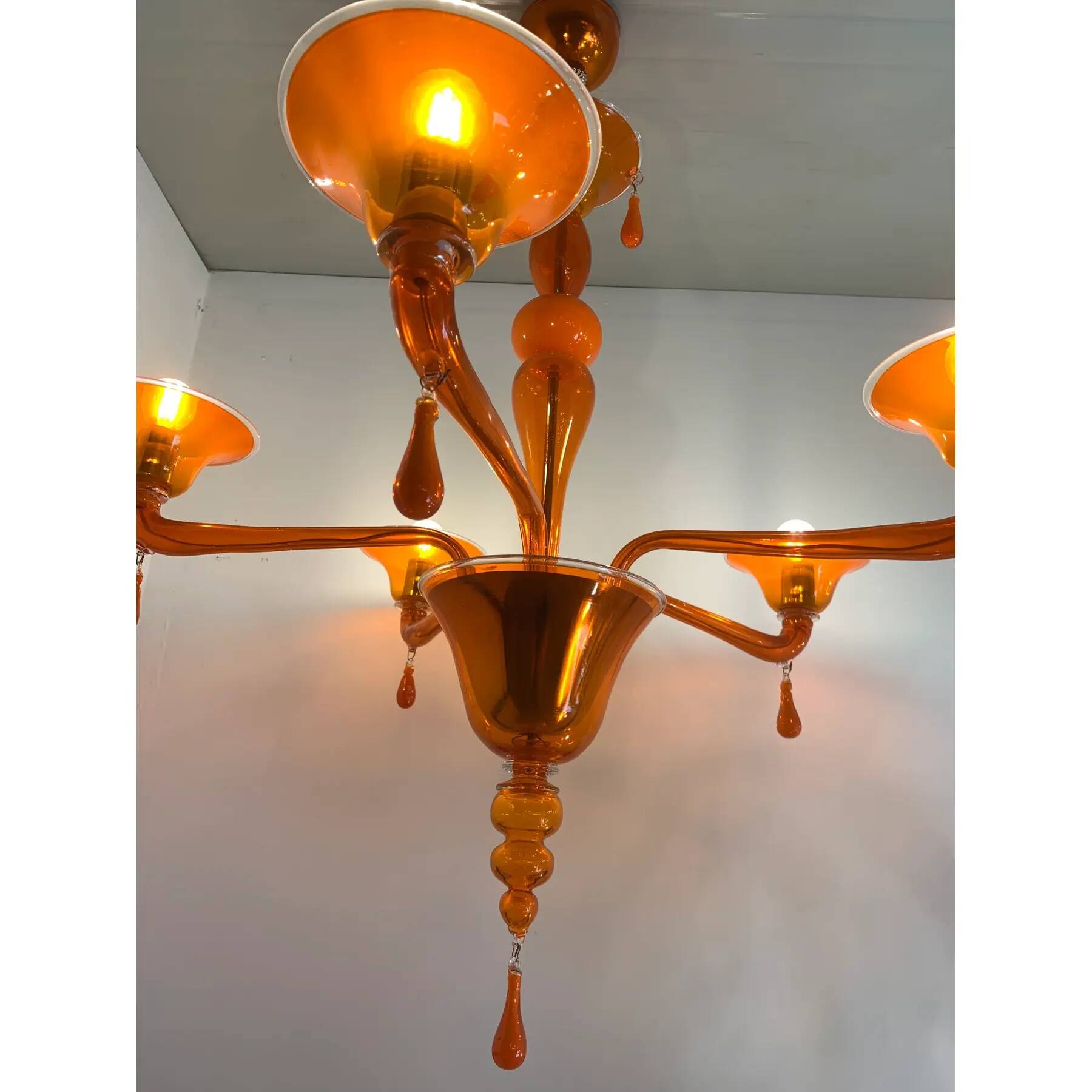 Orange Translucent Glass Chandelier, Contemporary Design