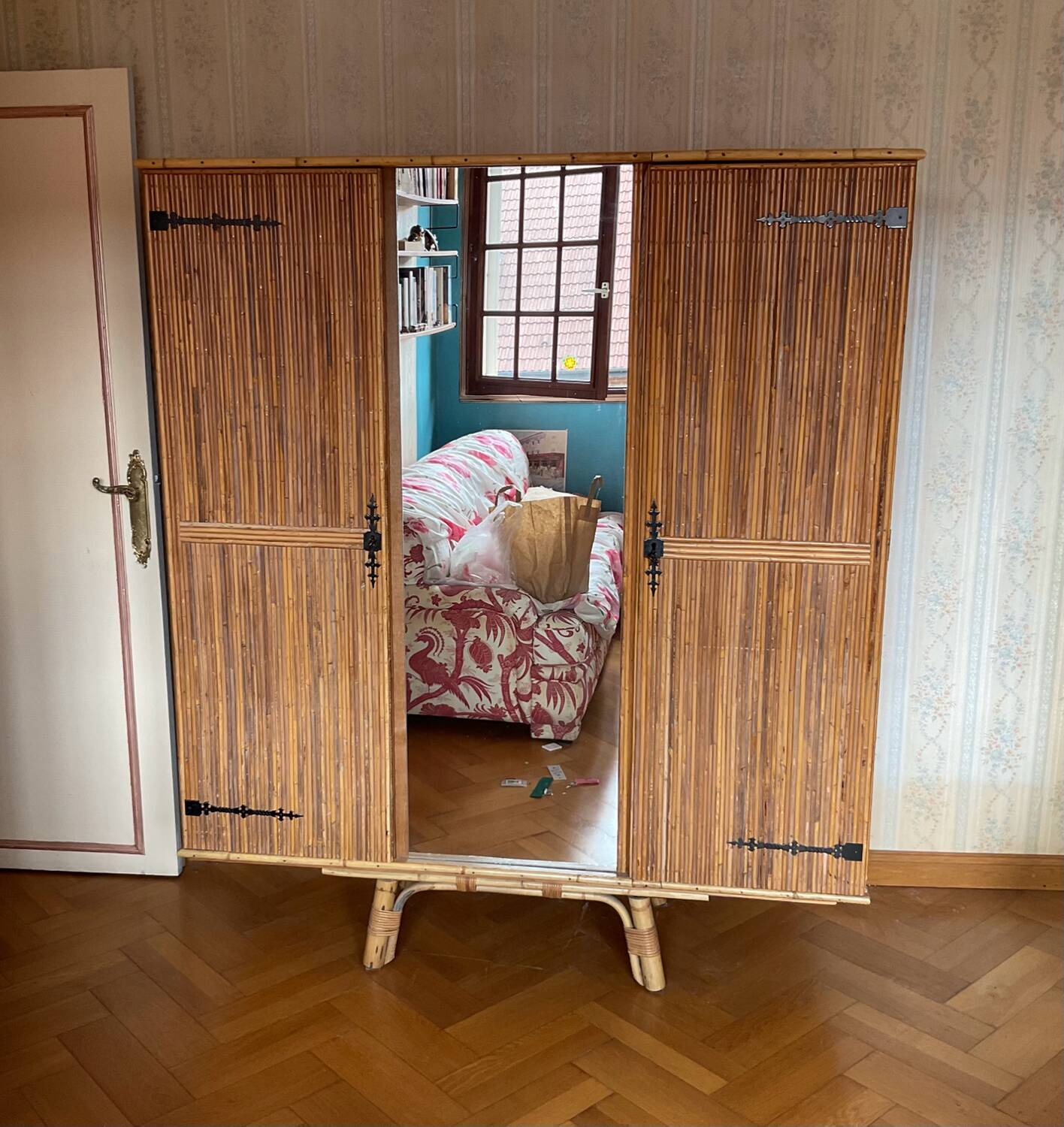 Bamboo rattan wardrobe 1970
