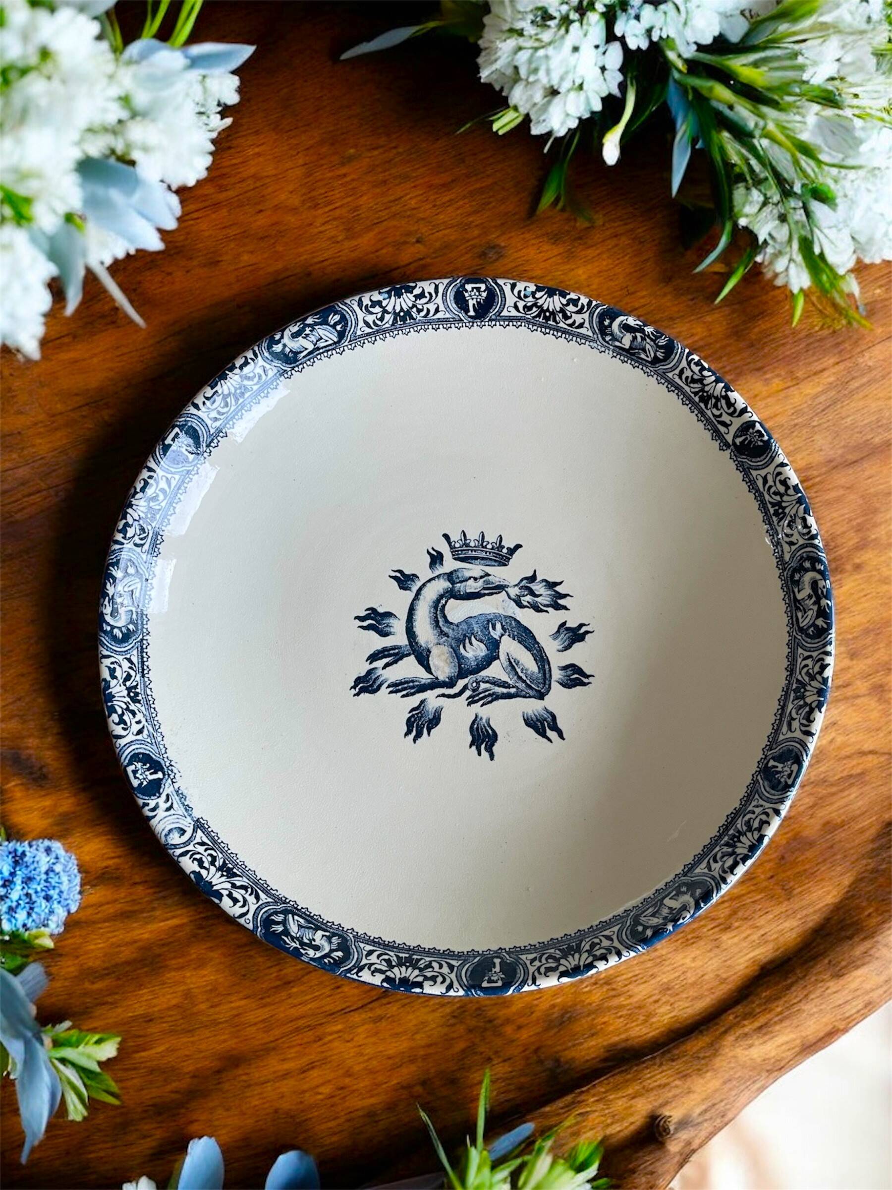 Antique compote dish in earthenware from Salins-lès-Bains (Jura)