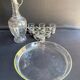 Liquor service Art Nouveau 1/2 Enamelled colored crystal with silver metal frame