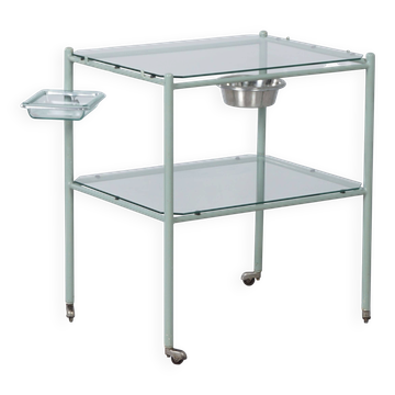 Vintage medical trolley made of metal and glass, 1930s