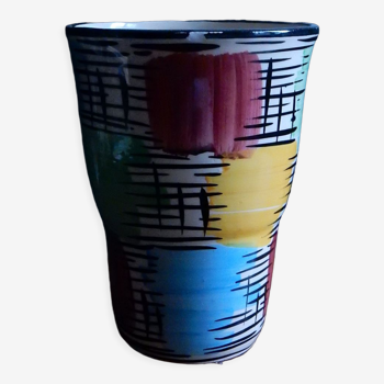Multicole ceramic vase and grid of the 50s