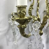 Lustre cage à  4 lumières bronze et cristal