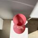 Vintage pink opaline glass vase, white foot h: 53cm