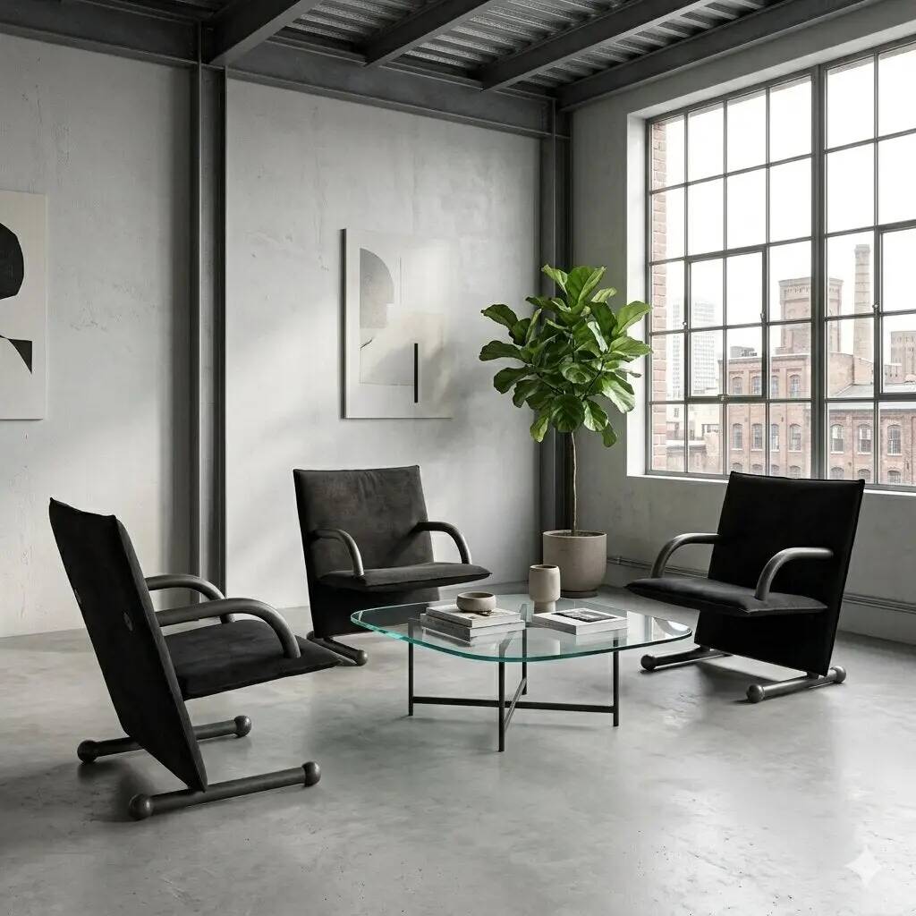 Artflex T Line armchairs designed by Burkhard Vogtherr in leather, Italy, 1980s.