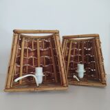 Pair of bamboo wall light