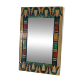 Vintage 1960s ceramic mirror – signed JP – polychrome geometric design