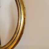 Miroir ovale cadre en bois doré 22 X 17 X 2 cm.
