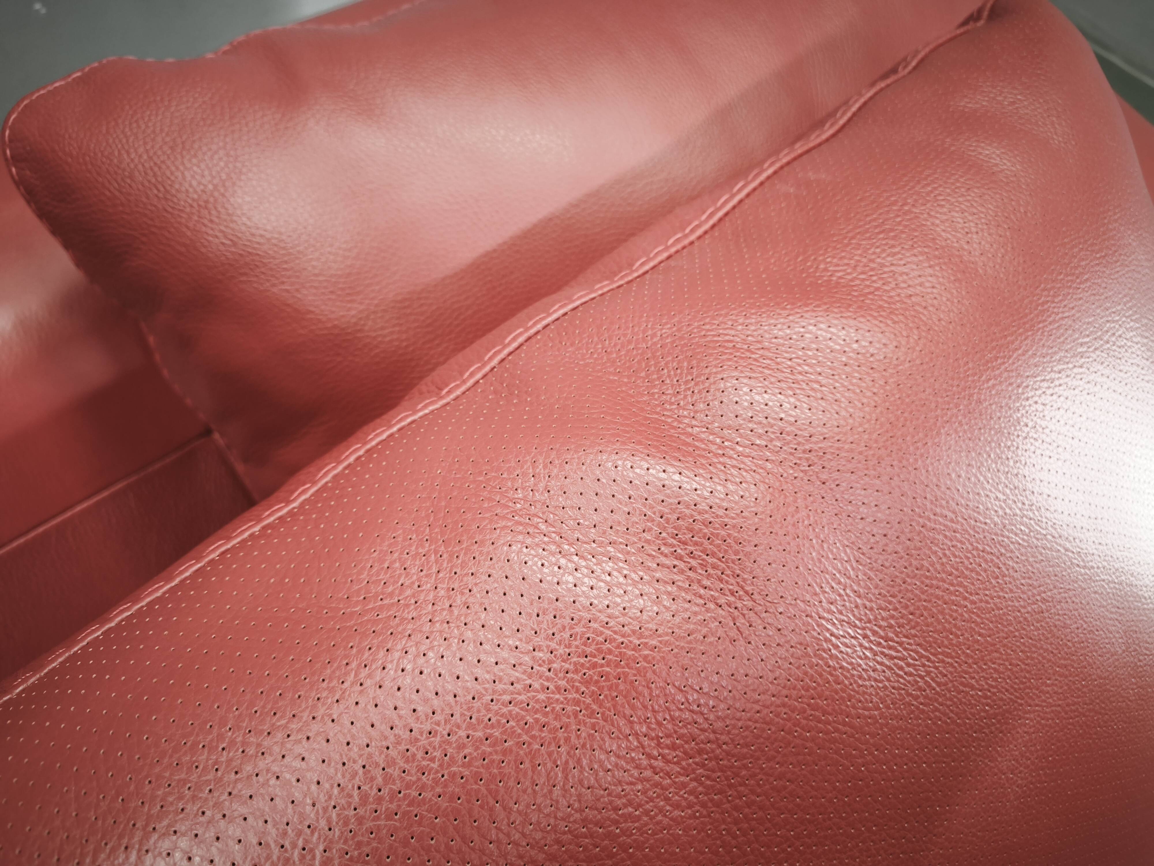 Italian Red Leather Sofa by Divanotti, Postmodern, 1990s