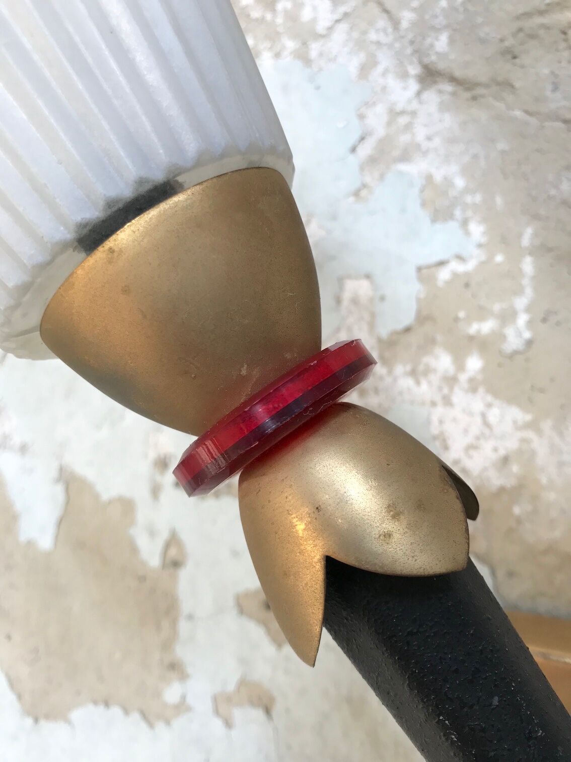 Pair of vintage metal and brass sconces