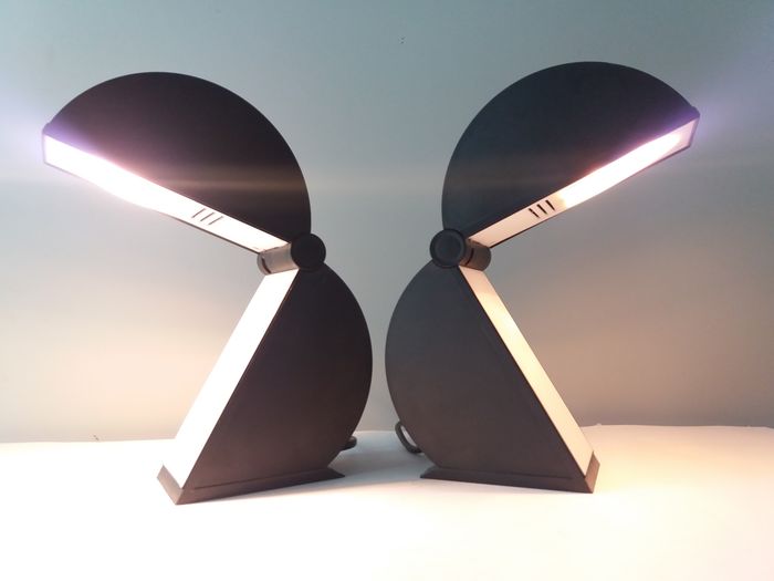 Paire de lampes de table italiennes Disco par Bertorelle