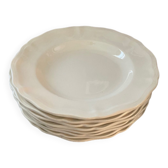 8 white porcelain plates
