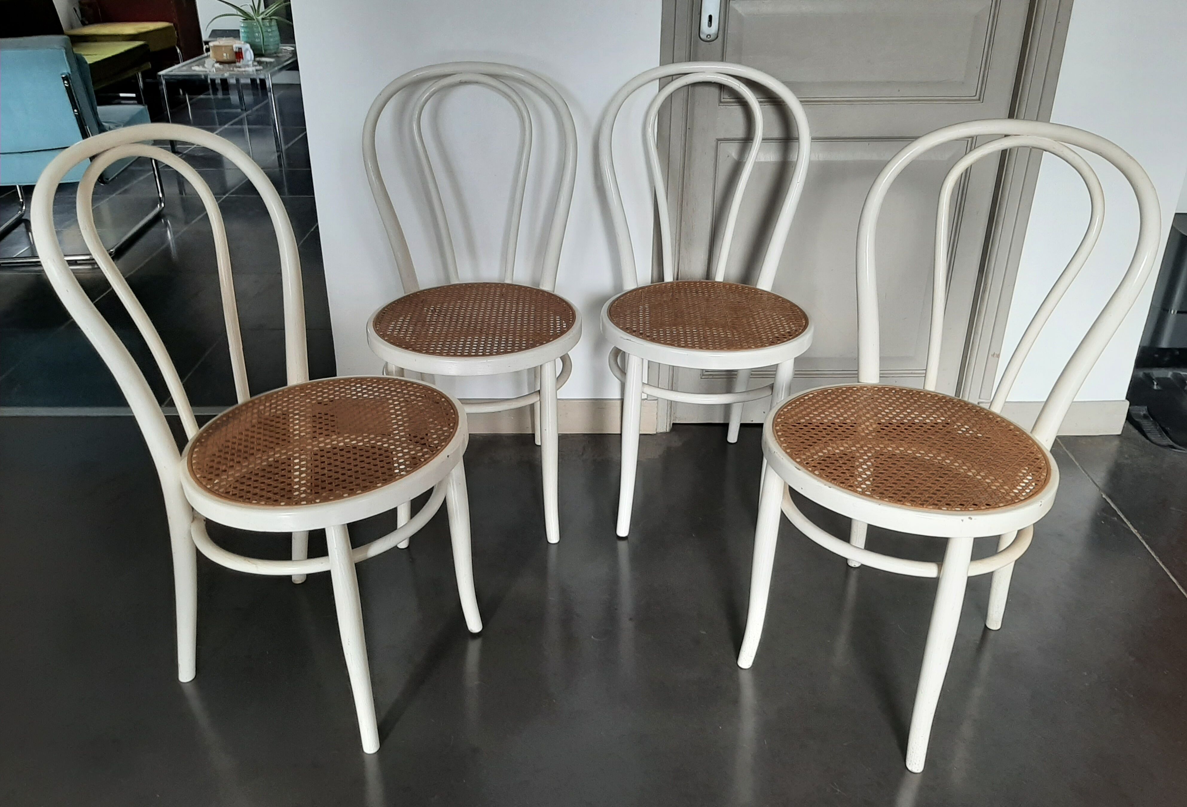 Set of 4 wooden bistro chairs turned dal vera