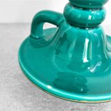 Pair of vintage enamelled ceramic candlesticks – Made in France