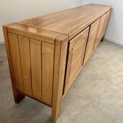 Large sideboard Regain in solid elm wood XXL 4 doors 70s