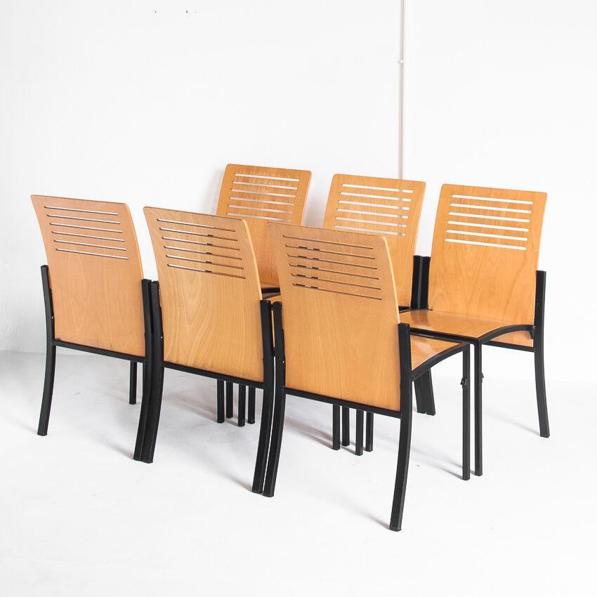Set of 7 vintage Robert chairs by Thomas Albrecht for Atoll, Germany 1980