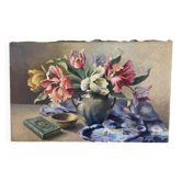 Nature morte, huile sur toile  signée Biacabe