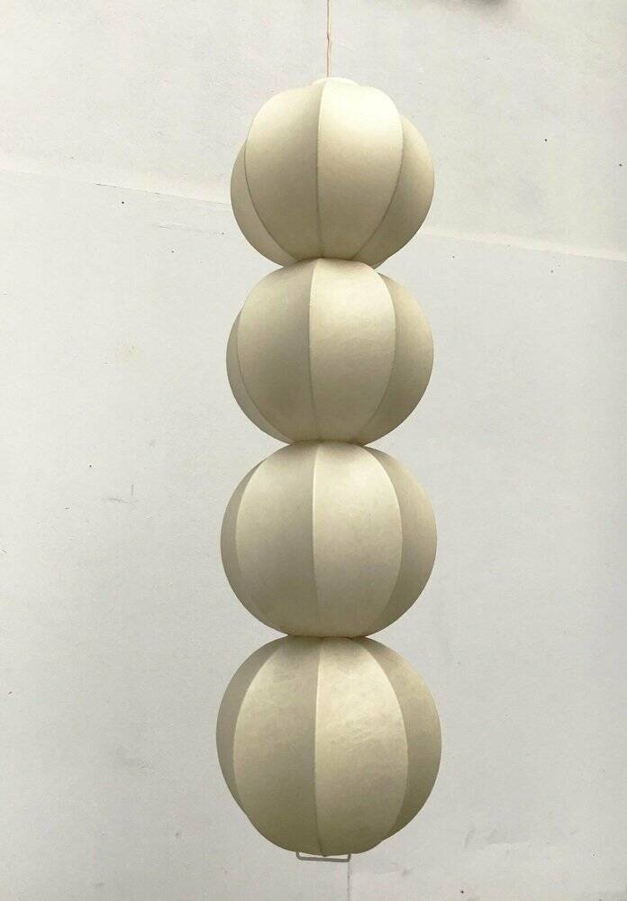 German cocoon pendant lamp from the mid-century by Friedel Wauer for Goldkant Leuchten, 1960s.