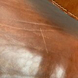 Brutalist Mid-Century Safari Armchair in Wood and Leather, 1960s