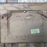 Tableau Huile Sur Panneau M. NIAVEL Vue Maison Bord Rivière + Cadre Doré #A214