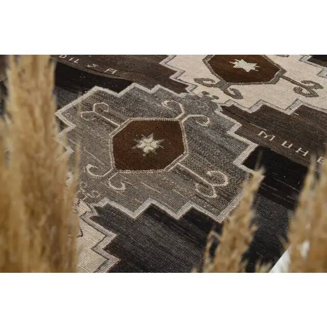 1970s Turkish Hand-Knotted Wool Cotton Brown Runner Rug 149x320