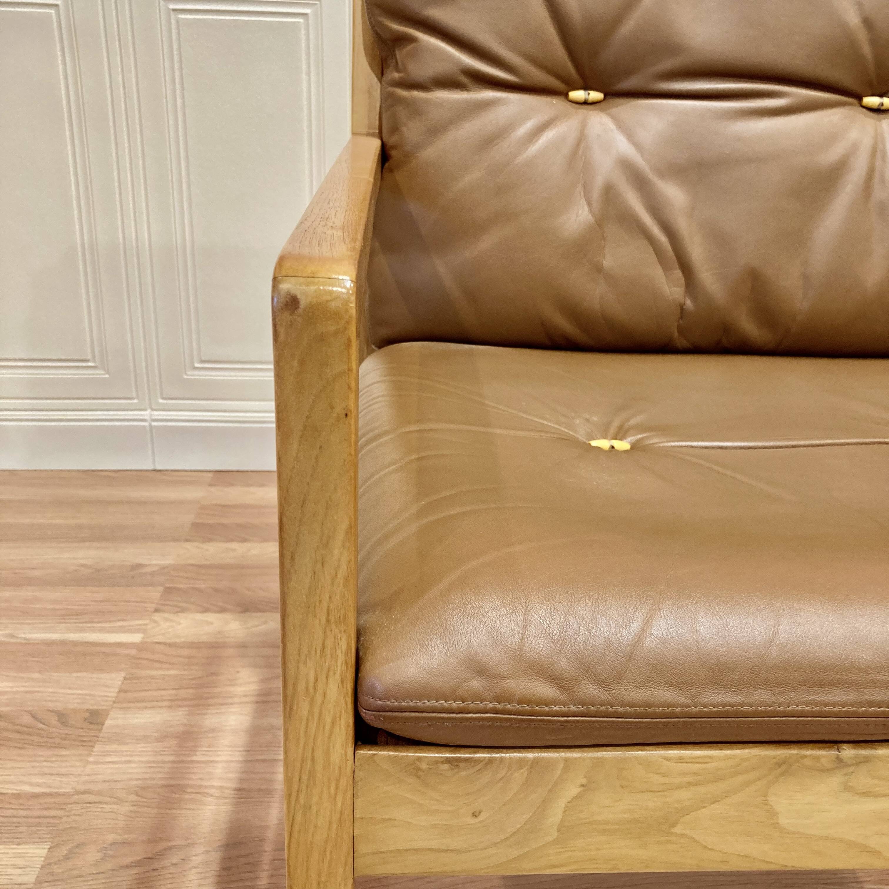 Scandinavian design leather armchair "Bernt Petersen" 1960.
