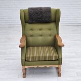 1970s, Danish highback armchair, wool, oak