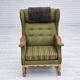 1970s, Danish highback armchair, wool, oak