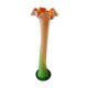 Large Floral Shaped Vase/Ruffled Neck. Blown/opaline art glass. Green/orange tones. Height 39.5 cm