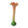 Large Floral Shaped Vase/Ruffled Neck. Blown/opaline art glass. Green/orange tones. Height 39.5 cm
