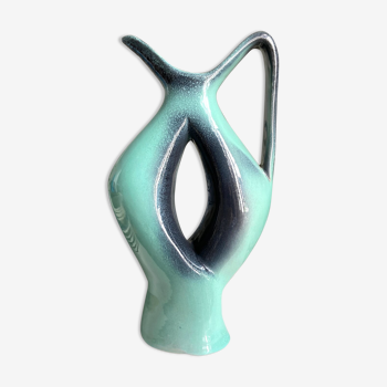 Turquoise glazed ceramic pitcher