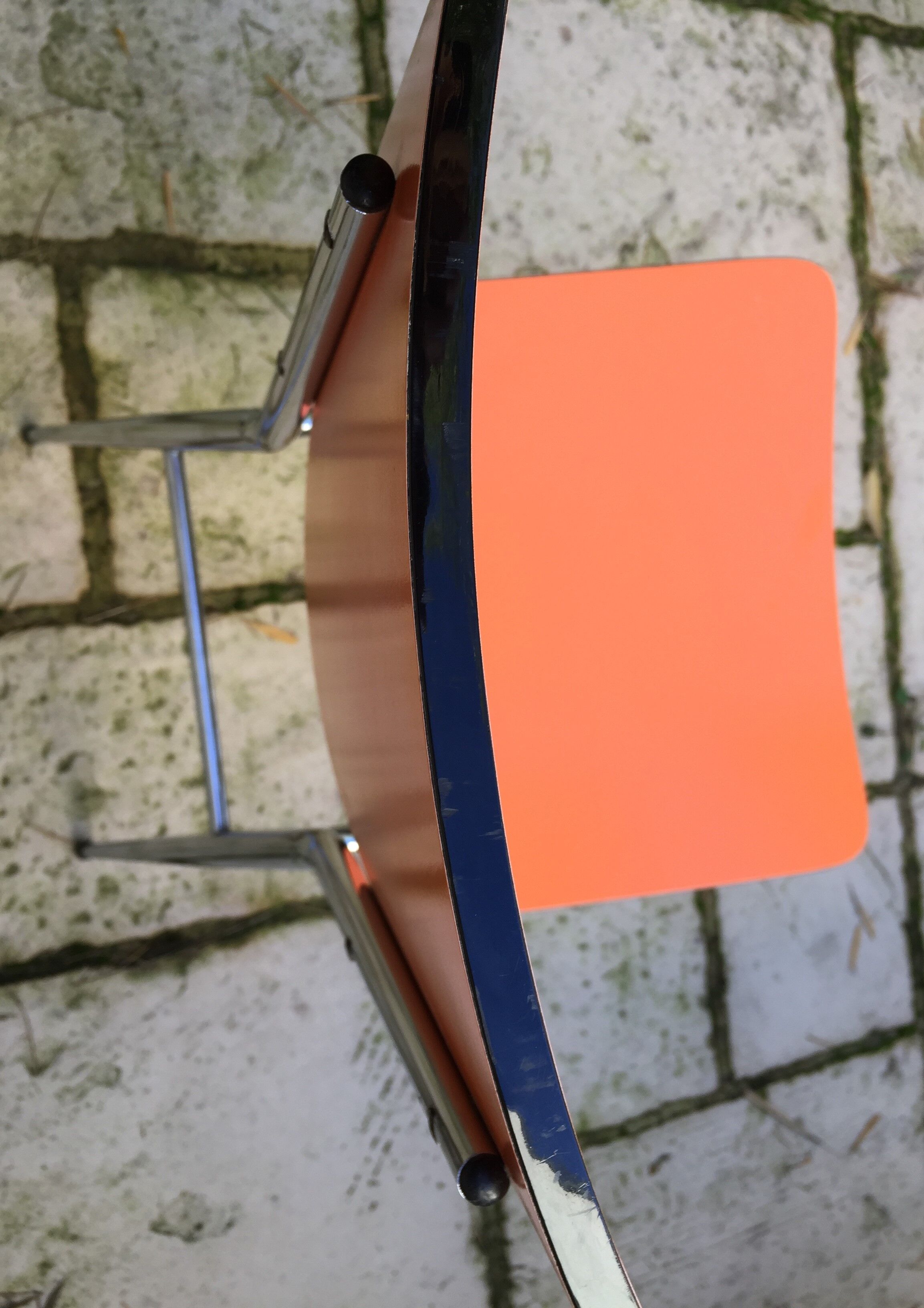 Set of 6 vintage orange formica chairs, 70s