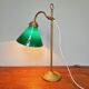 Art Deco desk lamp in brass and conical green opaline, 1920s-30s