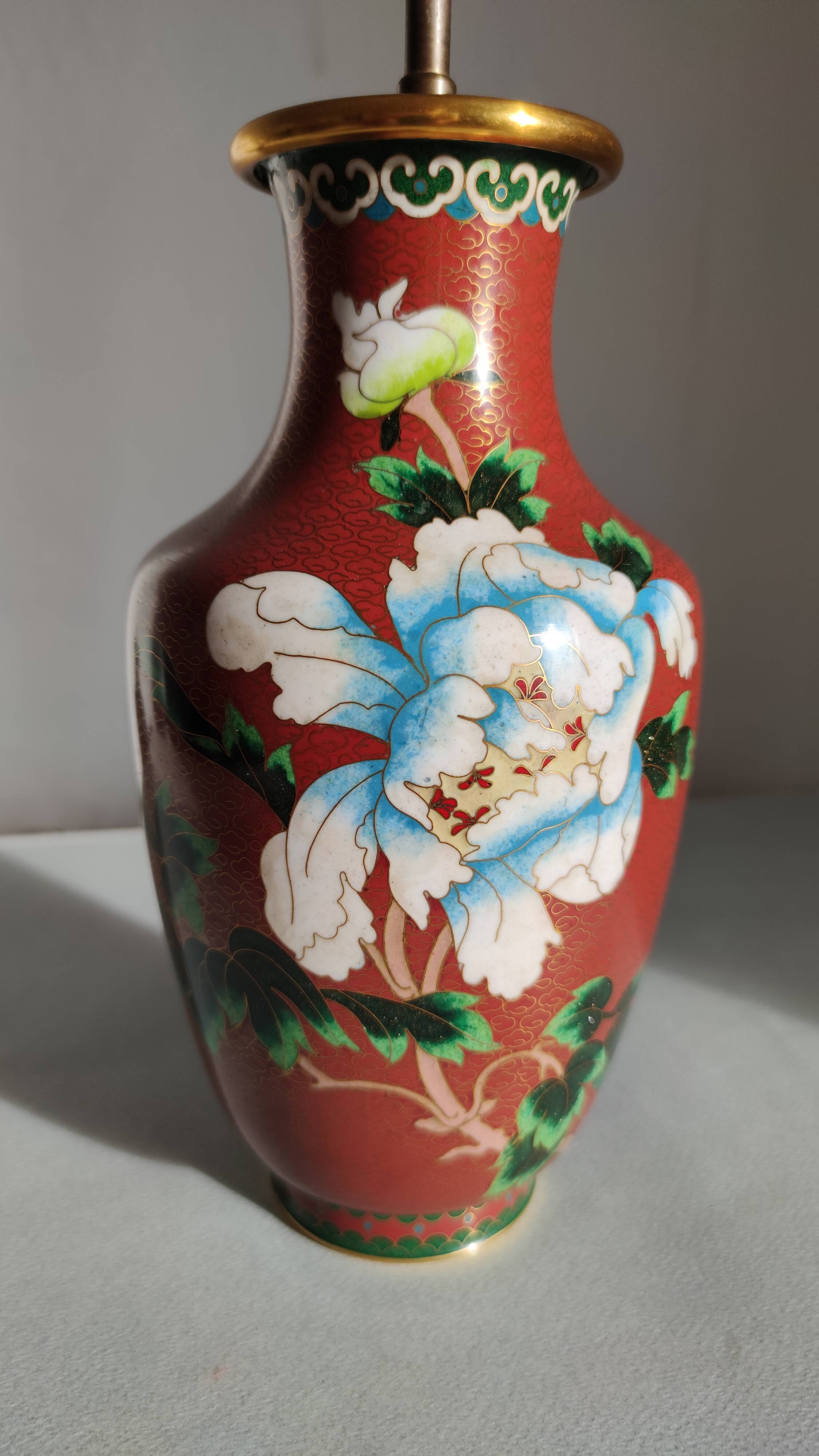 Enamel lamp cloisonnée drimmer vintage 56 cm h